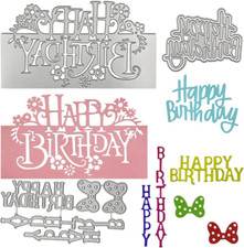 3 Sets Happy Birthday Metal Cutting Dies, Happy Birthday  Butterfly Die Cut St