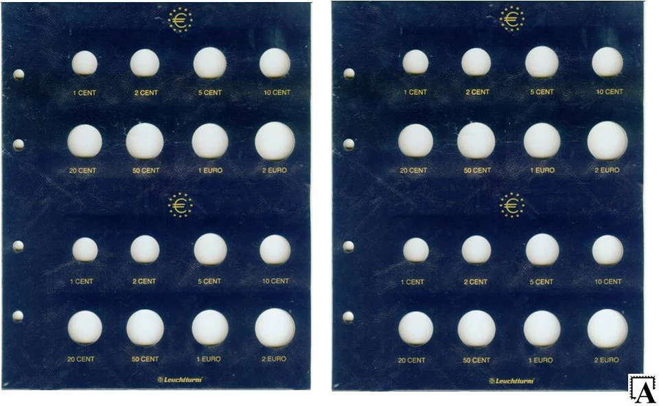 Leuchtturm Vista Nachtrag Zusatzblätter f. € Euro Kursmünzensätze 2er-Pack