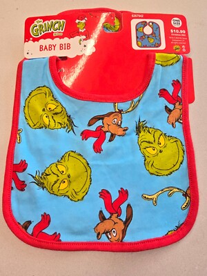 Dr Seuss How the Grinch Stole Christmas Grinchmas Baby Bib New NWT