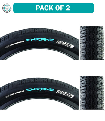 Pack of 2 SE Bikes Chicane 26x3.5 Clincher Wire TPI 20 Blk/Blk Reflective BMX