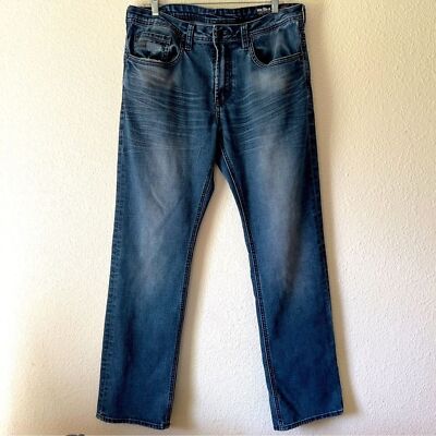 Buckle Buffalo Six-X Slim Straight stretch blue jeans denim Size 34/32 