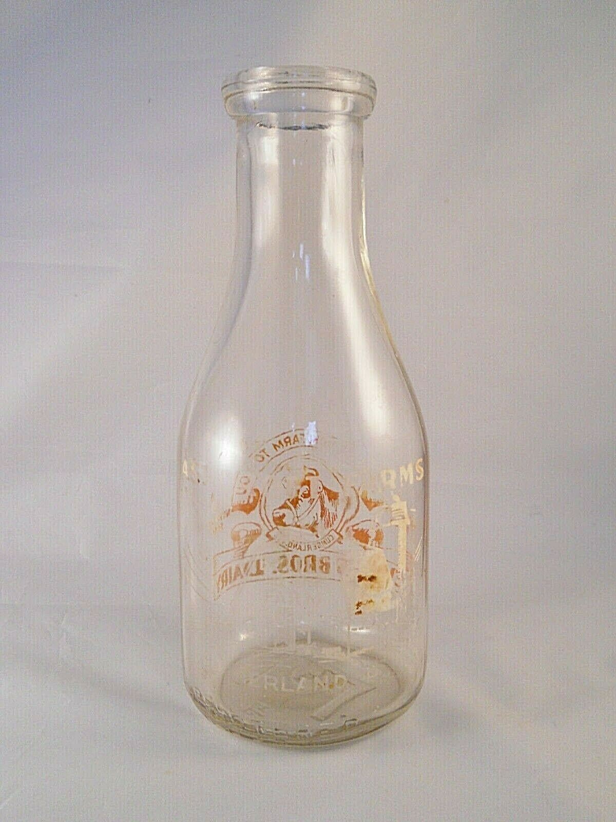 Rhode Island Dairy Quart Milk Bottle, 1940's Era, Evans Dairy