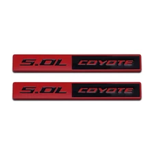 2x Red Metal Black Coated 5.0L COYOTE Logo V8 Engine Emblem 5.0 GT Sticker Decal