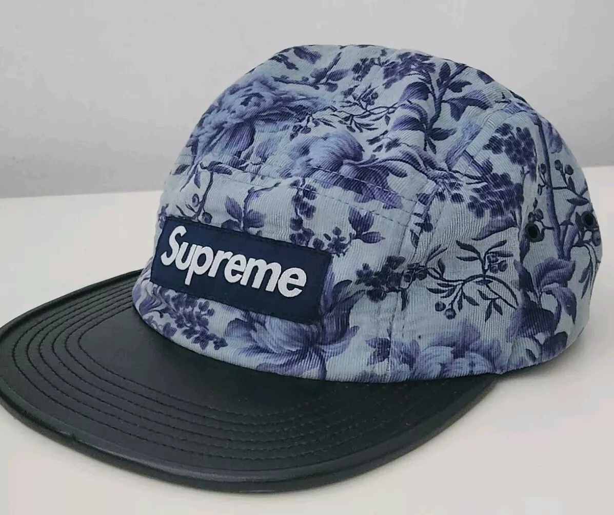 Casquette de camp FW12 Supreme x Liberty Art tissus fleurs chapeau vintage visière cuir