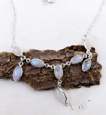 Gm 925 Sterling Silver Natural Rainbow Stone Handmade