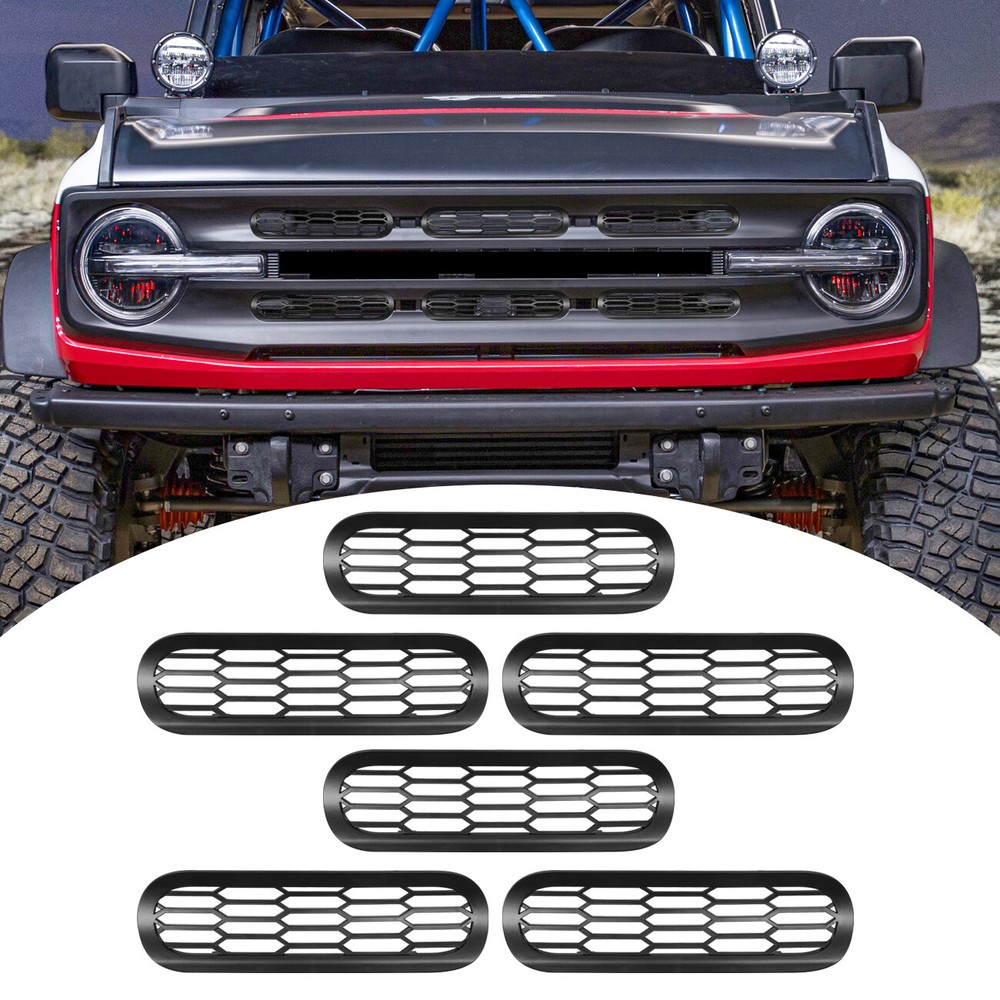 Front Grille Inserts Mesh Trim Cover For Ford Bronco 2021+ 2/4 Door Accessories