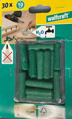 Wolfcraft 30 Langholzdübel, Buche, vorgeleimt Ø 10 x 40 mm