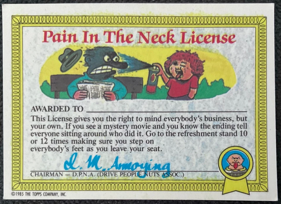 Evil Eddie 1b The Garbage Gang Series 1 (AUS) Topps GPK Pail Kids MINT !! - Image 2 of 2