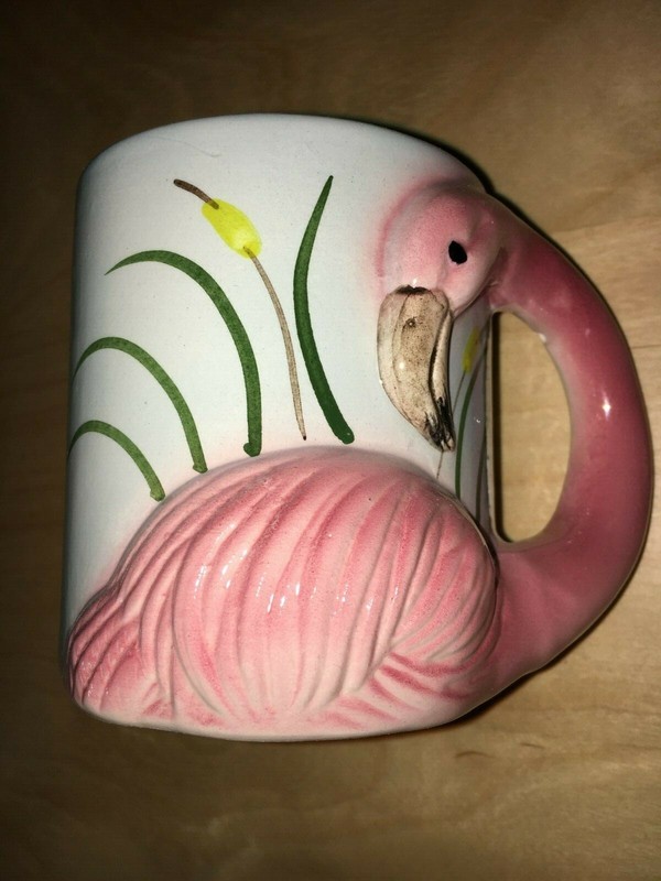 Sculpted Flamingo (neck is handle!) Decorative Coffee Tea Mug slight oversized