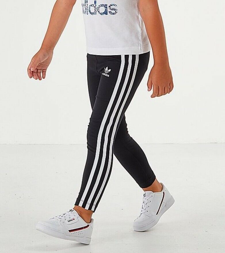 fodbold gå i stå infrastruktur GIRLS adidas Originals 3 Stripes Leggings Black White - Size S (UK: 4-5Y) |  eBay