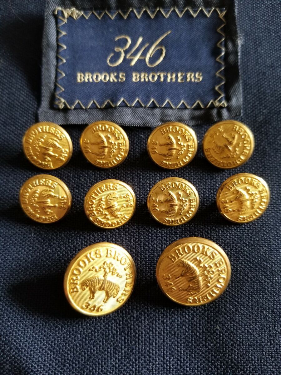 Vtg Brooks Brothers Gold 10 complete Set 20mm 15mm Blazer Vtg Brooks Brothers Gold 10 complete Set 20mm 15mm Blazer