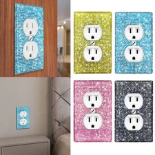 1-Gang Duplex Bling Rhinestones Outlet Wall Plate Receptacle Plug Switch Cover