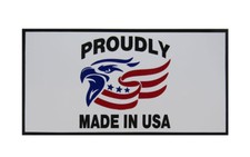 Proudly Made In USA Eagle White Vinyl Decal Bumper Sticker (3.75"x7.5")