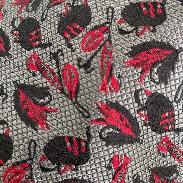 复古 Embassy 方形男式领带多色图形印花灰色 100% 真丝 — 第 3/4 张图片