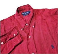 Vintage Ralph Lauren MedSilk Linen Blake Long Sleeve Button Down Shirt Med