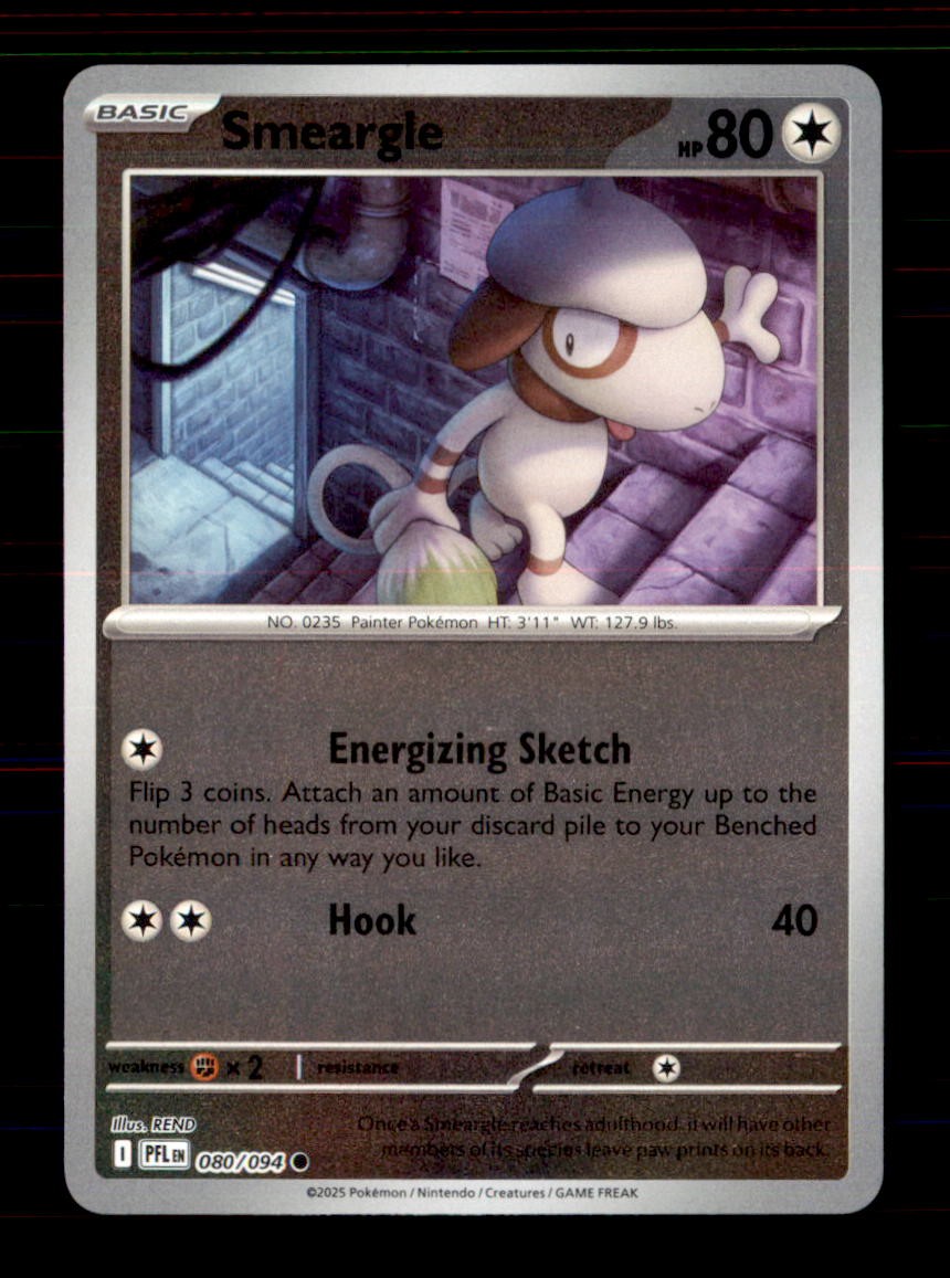 Smeargle 080/094 Common Phantasmal Flames Pokemon Reverse Holo Near Mint