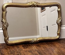 Vintage Rectangle Gold Ornate Wall Mirror Hollywood Regency Glam Home Interior