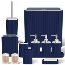 Bathroom Accessory Set - 27PC Bathroom Bathroom Set Navy Blue Silver