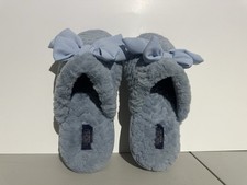 Rachel Roy Women's Slippers Size 7/8 M Light Blue Fuzzy Soft House Shoes