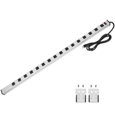 16-Outlet Long Heavy-Duty Power Strip Surge Protector in Silver with 6 Ft. Exten