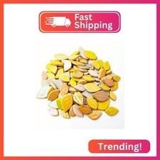 1.1LB Random Iridescent Leaves Ceramics Mosaic Tiles, Making Creative 3 Size Cer