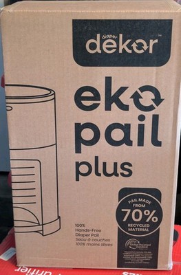 Dekor Eko Pail Plus Diaper Pail Gray Hands Free Baby Nursery Factory Sealed