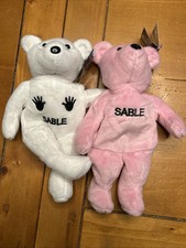 WWE WWF Attitude Bears Sable Plush Beanie Bear Lot Of 2 Pink White
