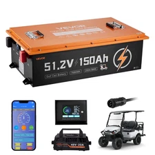 VEVOR 48V 150AH Lithium Golf Cart Battery Lifepo4 & 20A Charger Bluetooth Touch
