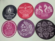 Lot Of 6 Rangoli Stencils - 8 Inch Diameter