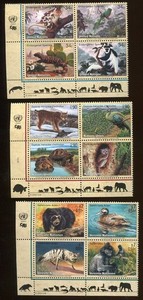 2001 UN Endangered Species US #792a, Geneva #370a, Vienna #287a Corner Blocks