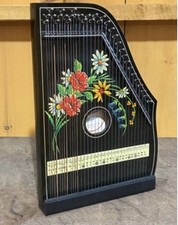 Cítara de estudio Musikus arpa alemana vintage hecha en Alemania madera floral