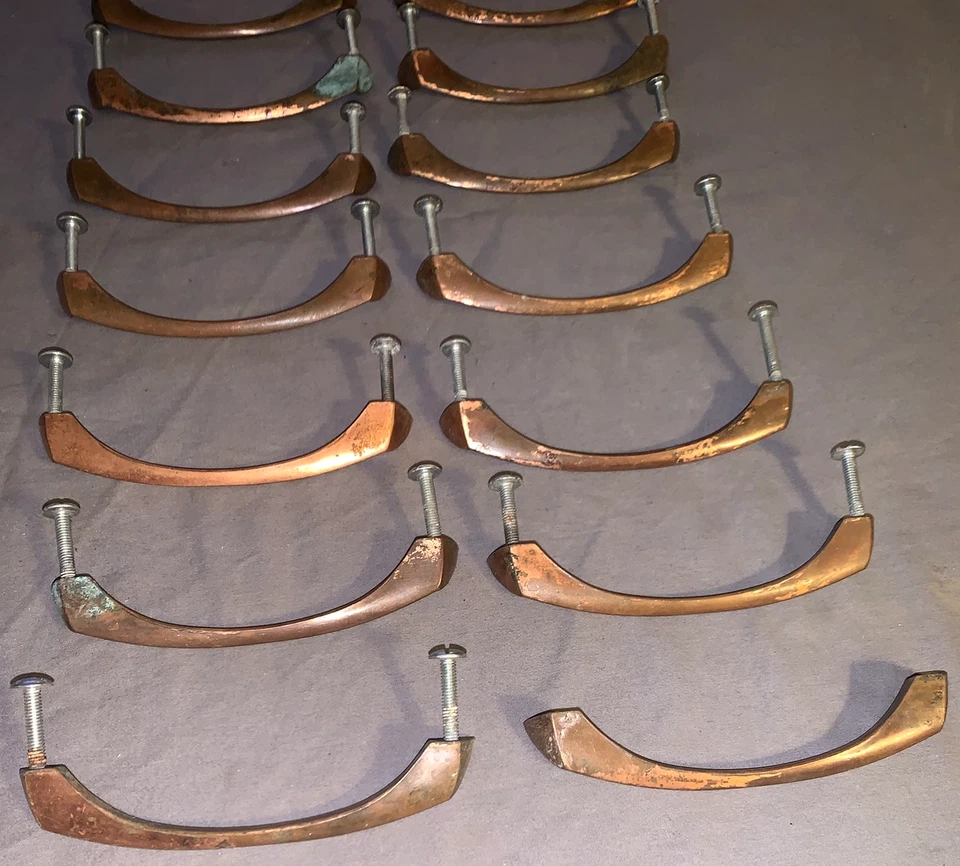 Great Set  14  Older Vintage  Copper  Drawer Pulls  4 1/2" wide - Image 2 of 3