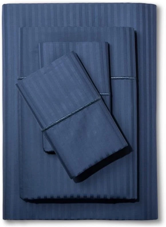 Juego de cama tejido satén algodón transpirable - tamaño king, azul Foto 3 de 4