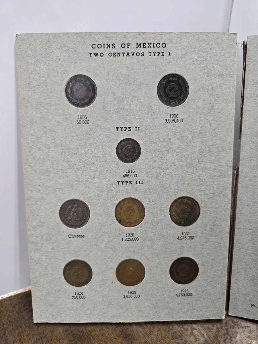 1905-1941 Mexico 2 Centavos in Dansco Album 15 Coin Set includes
