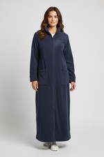 L.L. Bean Robe Zip Front Winter Fleece Blue Pockets Cozy Women's Medium