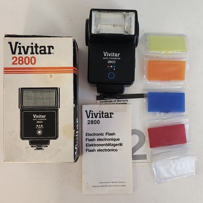 Vivitar 2800 Auto Thyristor Electronic Flash w/Box. Color Filter Set included.