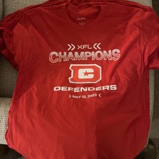 XFL MERCH ' DC DEFENDERS T-SHIRT SIZE LARGE XFL CHAMPIONS MAY 13 2023