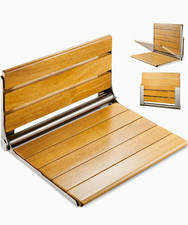 Foldable Wall-Mounted Shower Seat Teak/304 SS 400 lb 20x17x11"