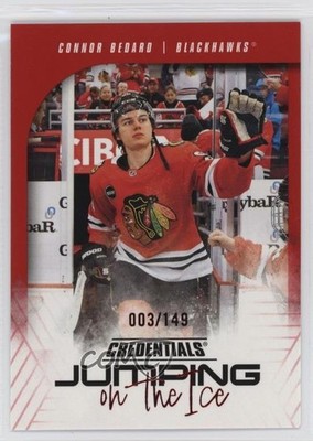 2024-25 Upper Deck Credentials Jumping on the Ice Red 3/149 Connor Bedard 02v3