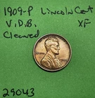 1909-P VDB Lincoln Wheat Cent 1c Xf Extra Fine Cleaned