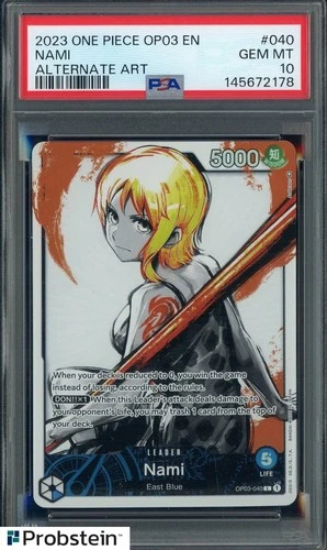 2023 One Piece OP03 EN Alternate Art #040 Nami PSA 10 GEM MINT