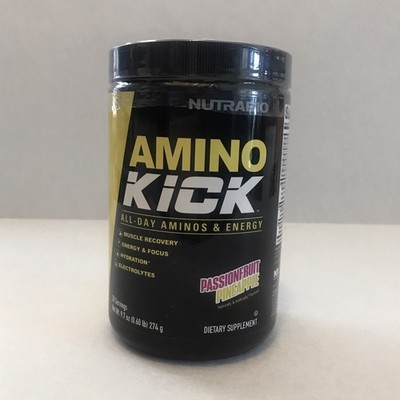 NutraBio Amino Kick Powder Passionfruit Pineapple BCAA Caffeine Electrolytes