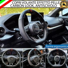 COPRIVOLANTE COVER EFFETTO PELLE CARBON LOOK MERCEDES AMG SL NERO BASE PIATTA