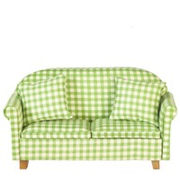 Puppenhaus HellgrüN Gingham Kariert Sofa Miniatur Wohnzimmer MöBel