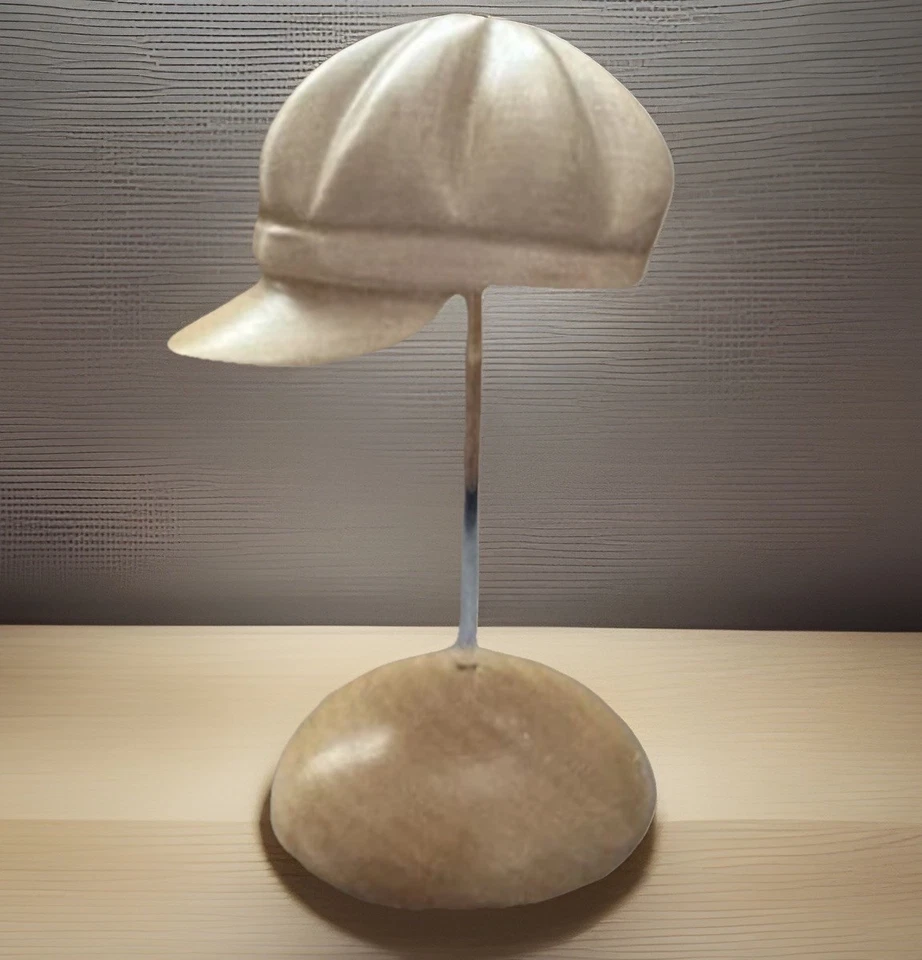 Set of 2 BINI FIRENZE 7.5" Wooden Hat Sculptures Glass Stick Wood Bases ITALY - Image 3 of 4