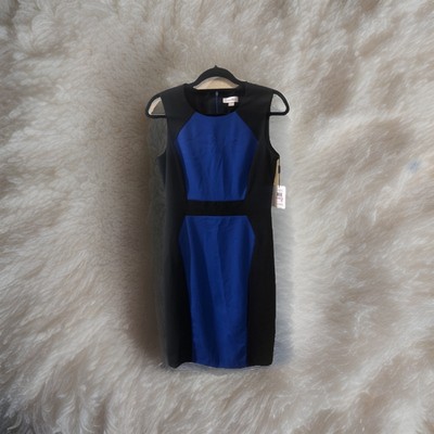 calvin klein dress blue and black Calvin Klein 6P blue black textured sleeveless dress Reticketed NEW MSRP $79.99