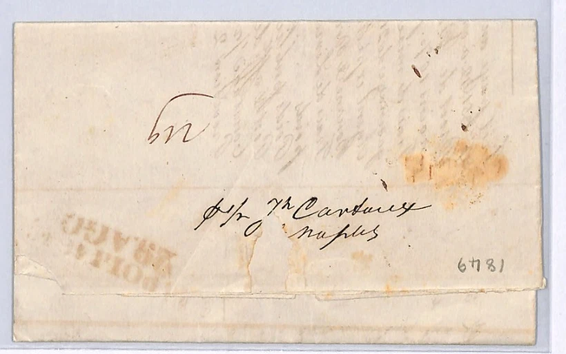 SICILY Cover 1849 Palermo LETTER Per SHIP *Marie Antoinette* Italy-France XG100 - Image 3 of 4