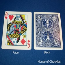 Queen Diamonds / Hearts, Half & Half Diagonal, Bicycle Printed Gaff Card, Blue