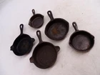 Antique Cast Iron Miniature Frying Pan Skillet Set Wagner Ware Ashtray 1050 x5