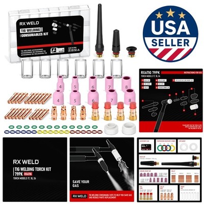 Comprehensive 79-PCS TIG Torch Kit for WP-17/18/26 - Lightweight & Reliable